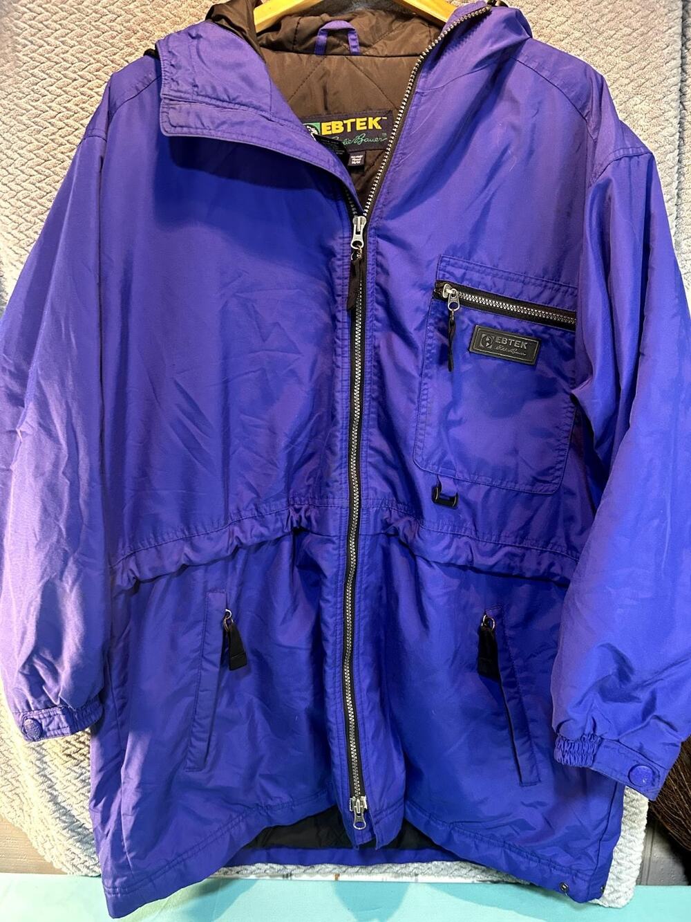 Eddie Bauer Ebtek Women's Hooded Water Resistant Jacket Size M Blue